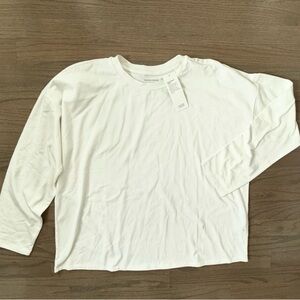 Eileen Fisher Pima Cotton Stretch Jersey High Crewneck Box Top.